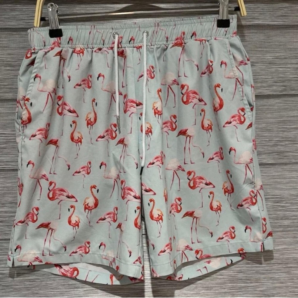 MOSMANN AUSTRALIA Blue Flamingo SWIM TRUNKS / SHORTS ~ Mens M  Medium